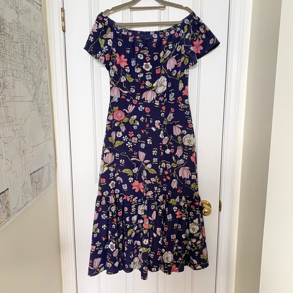 Rebecca Taylor silk floral off shoulder dress med - Picture 7 of 12